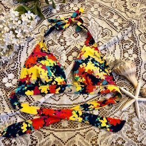 Tommy Hilfiger multi color cute bikini top xs